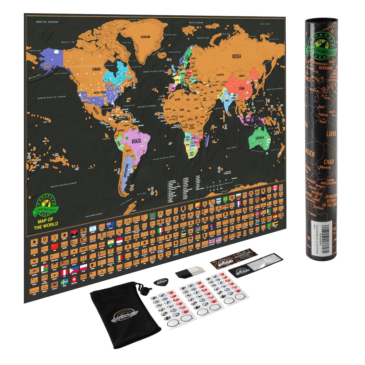 EARTHABITATS front packaging showing poster and accessories for immediate use