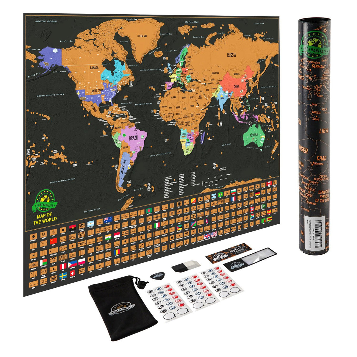 EARTHABITATS front packaging showing poster and accessories for immediate use