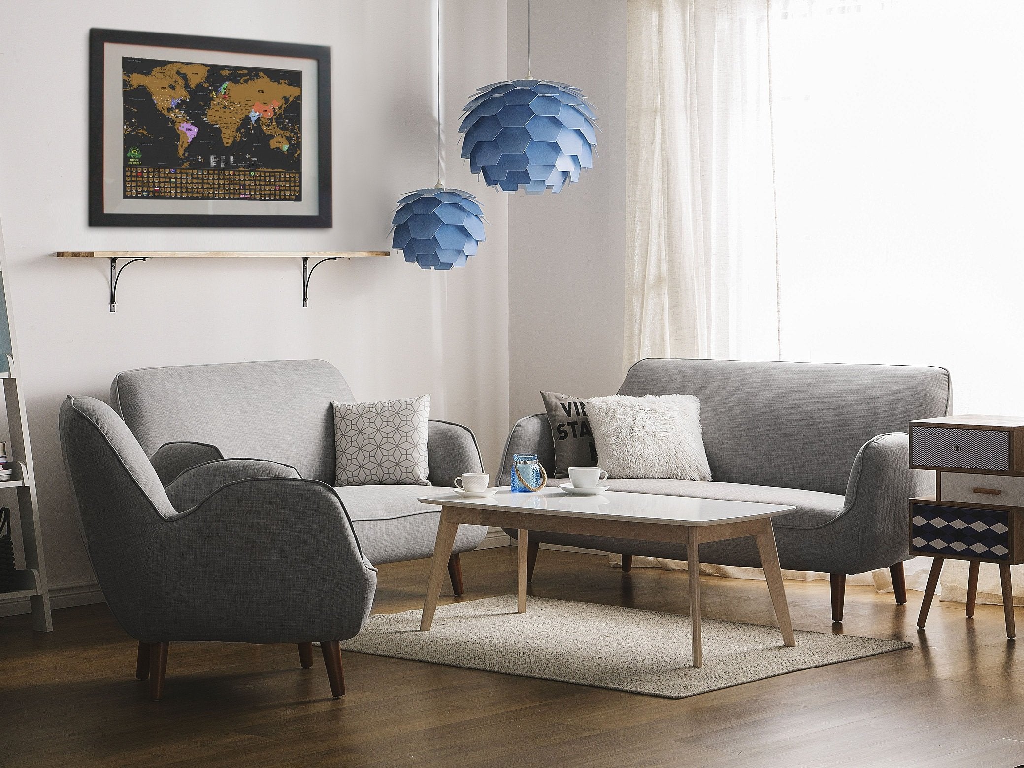 EARTHABITATS poster hung in a living room inspiring travel conversation