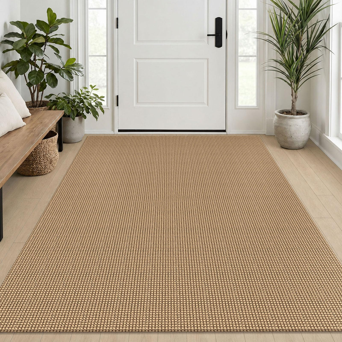 EARTHALL front view of 4x6 orange tan brown rug showing warm tones and cozy appeal