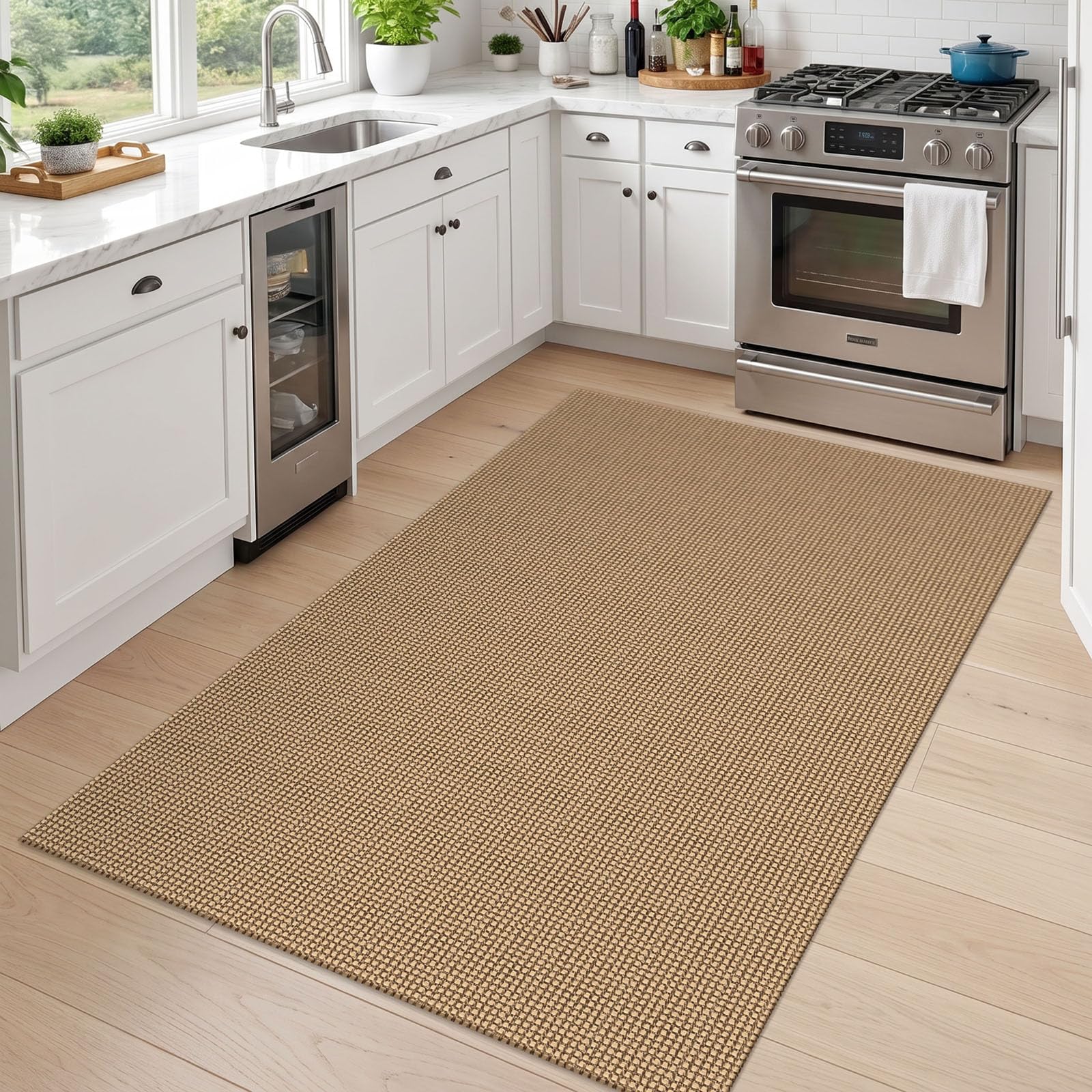 EARTHALL rug beside door frame illustrating size and door clearance benefit