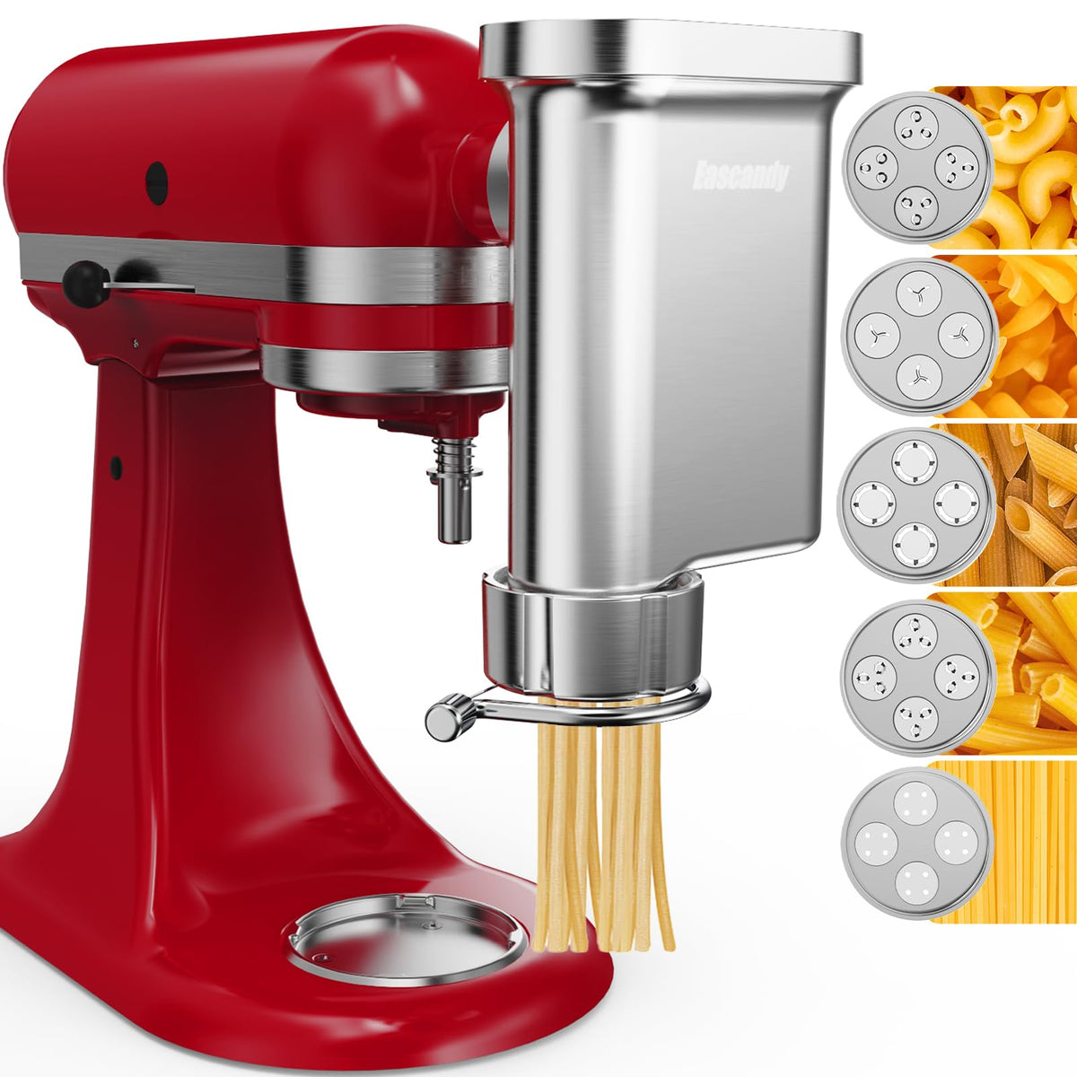 Eascandy front view of metal pasta press showing durable build and kitchen-ready benefit