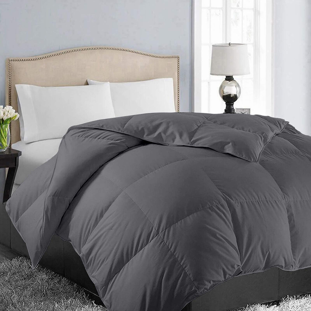 EASELAND comforter front packaging showing dark grey cover and brand