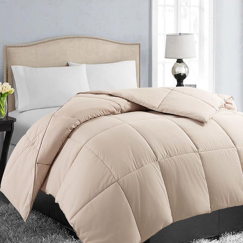 EASELAND comforter front view showing beige color and clean look for versatile styling