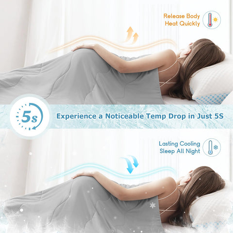 EASELAND comforter on bed in bedroom scene offering cool, restful sleep benefit