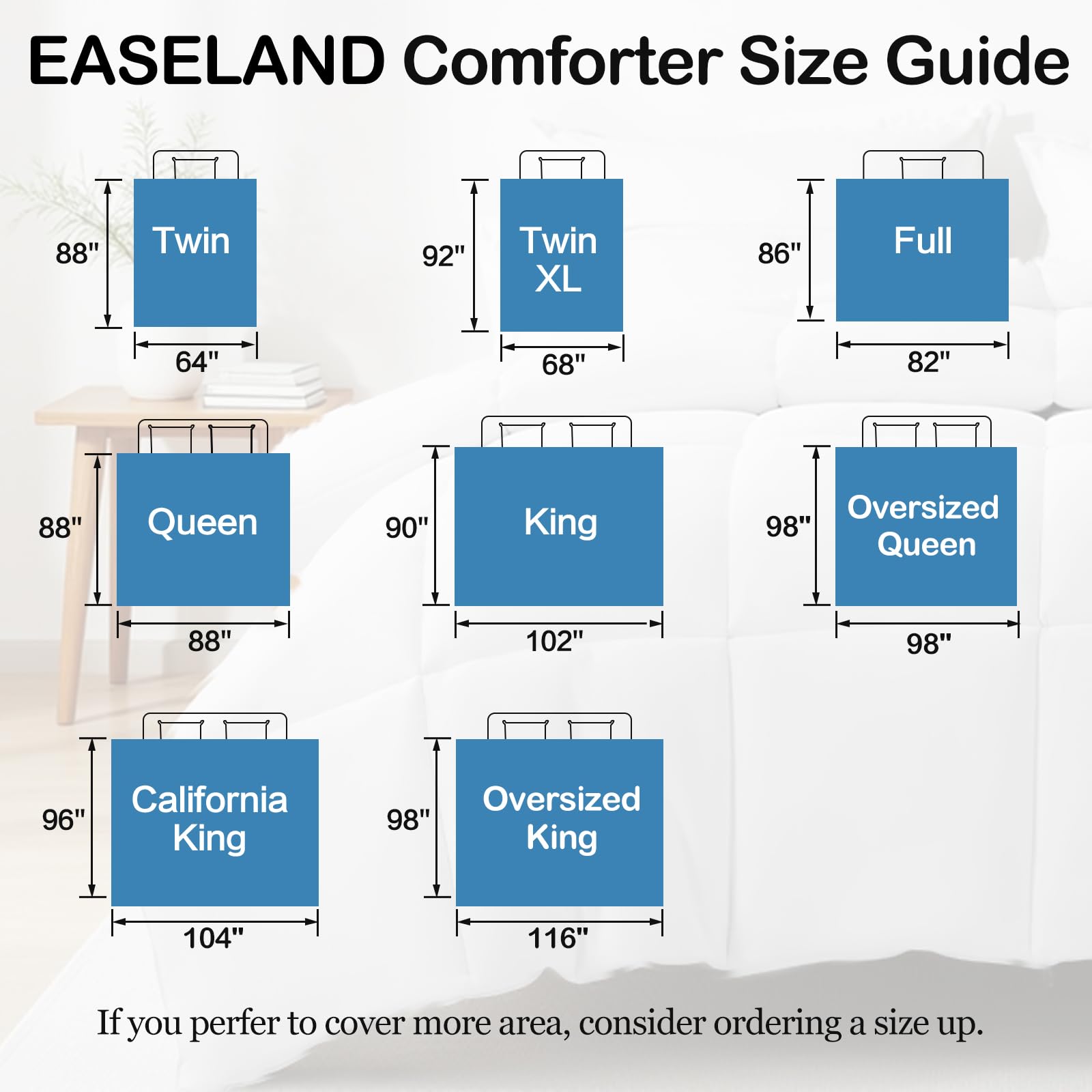 EASELAND comforter in styled bedroom setting demonstrating neutral beige coordination