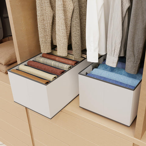 EASEVE organizers stacked on shelf maximizing vertical space benefit