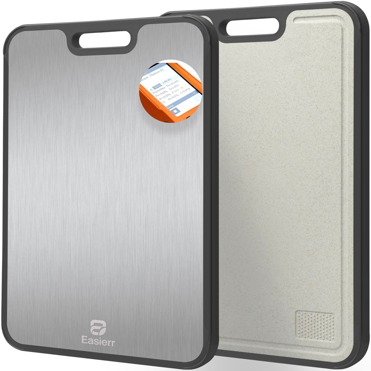 Easierr front view showing dual-sided board and clean modern design benefits prep