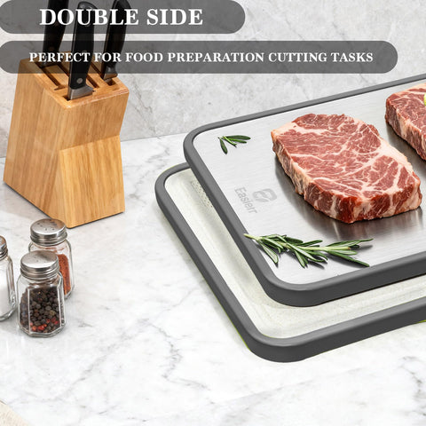 Easierr size comparison on countertop illustrating 17x12 inch prep area advantage