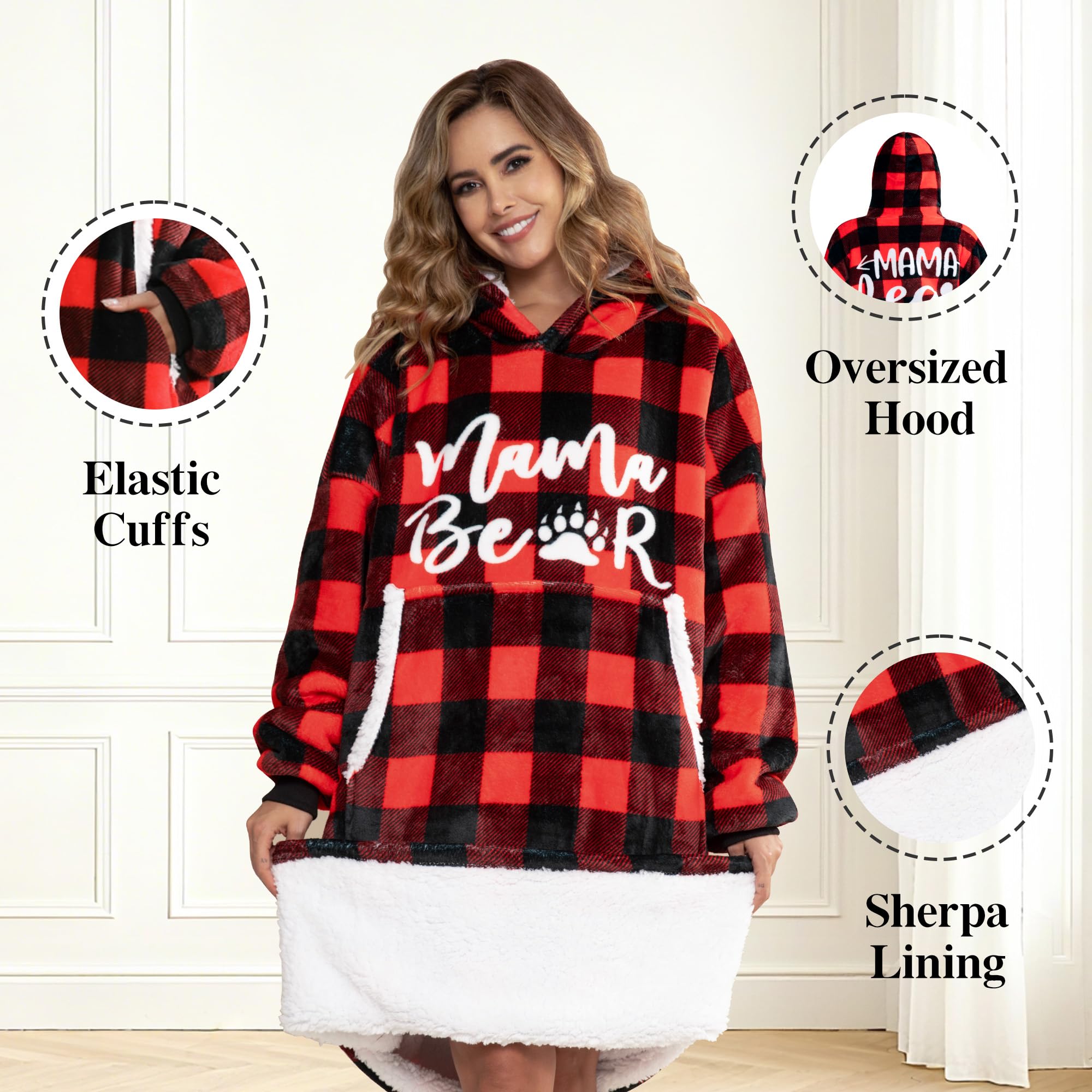 EASLIV mama bear flannel close-up showing soft exterior comfort