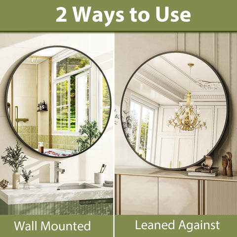 Easly mirror mounted above bathroom vanity showing improved light and space benefit