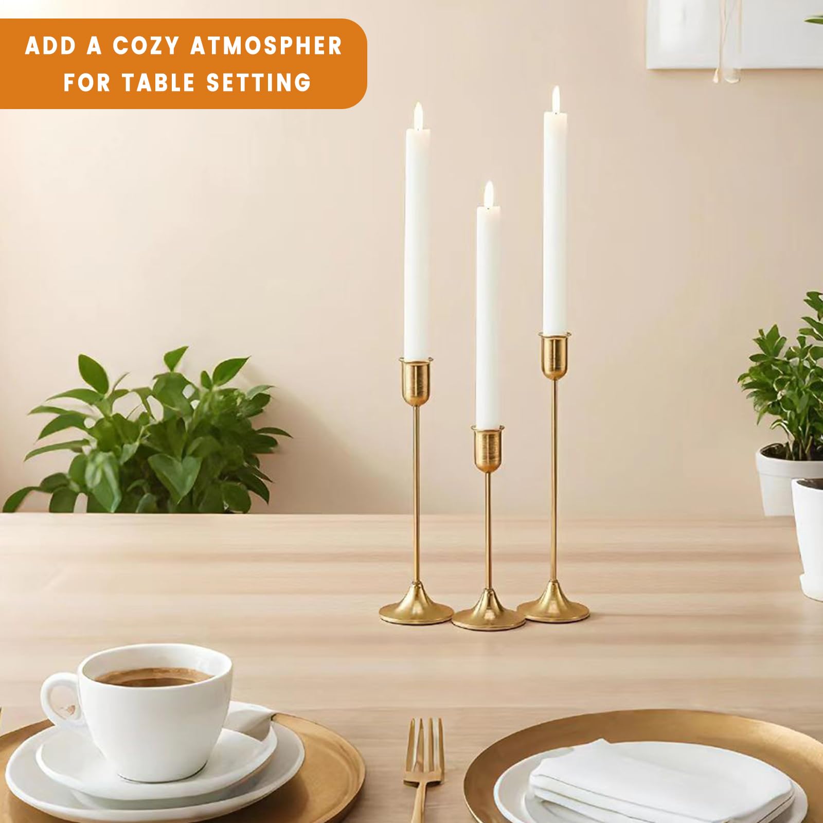 EAST FLAME wide base demonstrating stability, prevents tipping on table surfaces