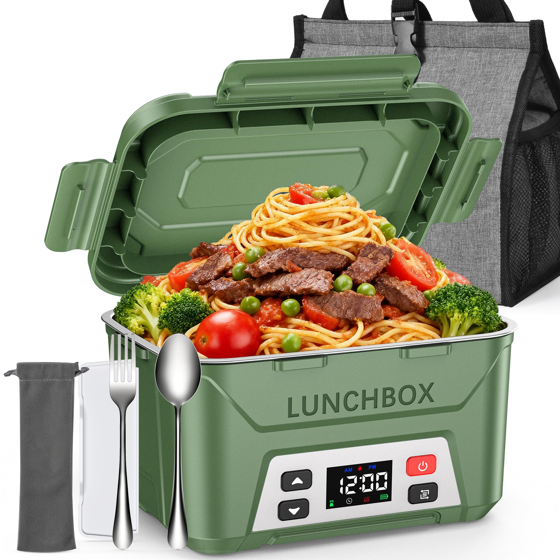 EAST OAK front view showing compact green warmer and portable convenience