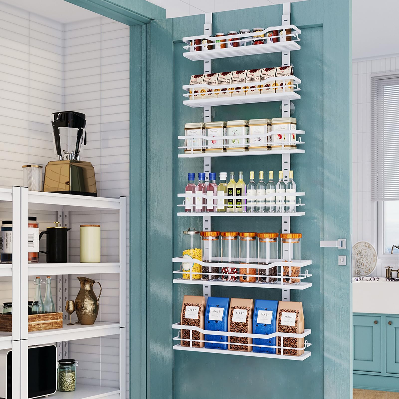 Eastherry front view of white 6-tier over the door rack showing organized storage benefit