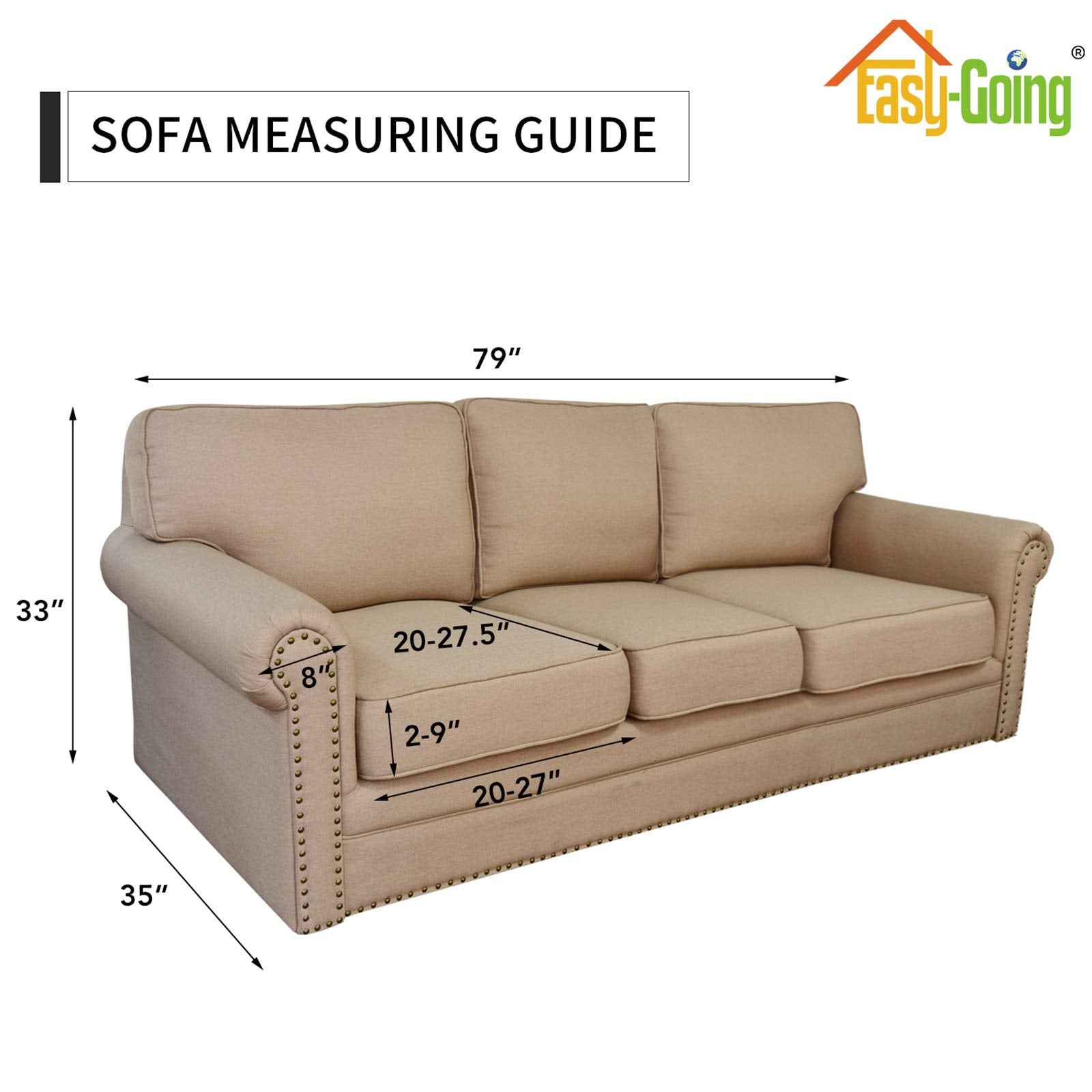 Easy-Going elastic strap tucked under sofa showing anti-slip security