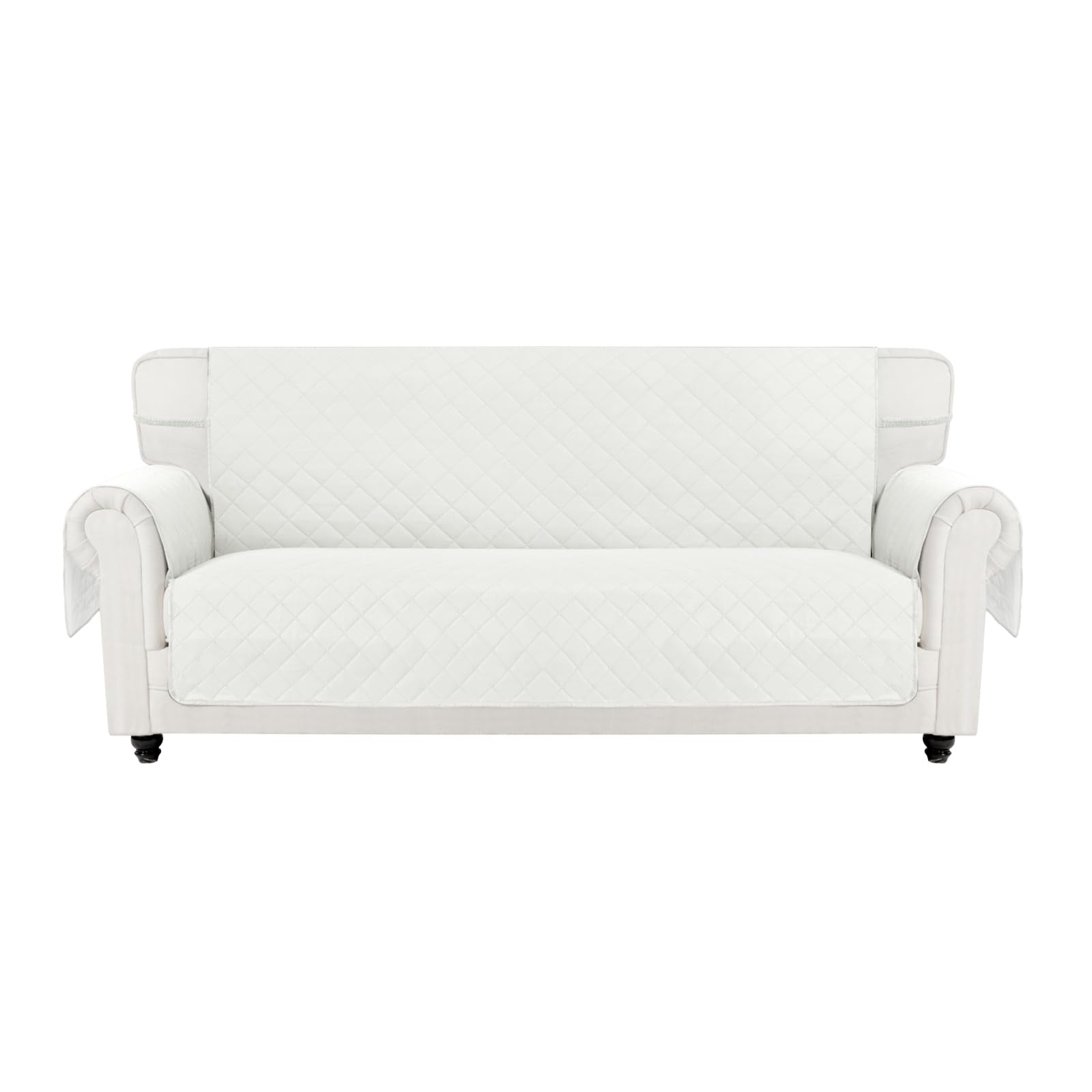 Easy-Going front view on 3-cushion sofa showing full coverage and neat fit