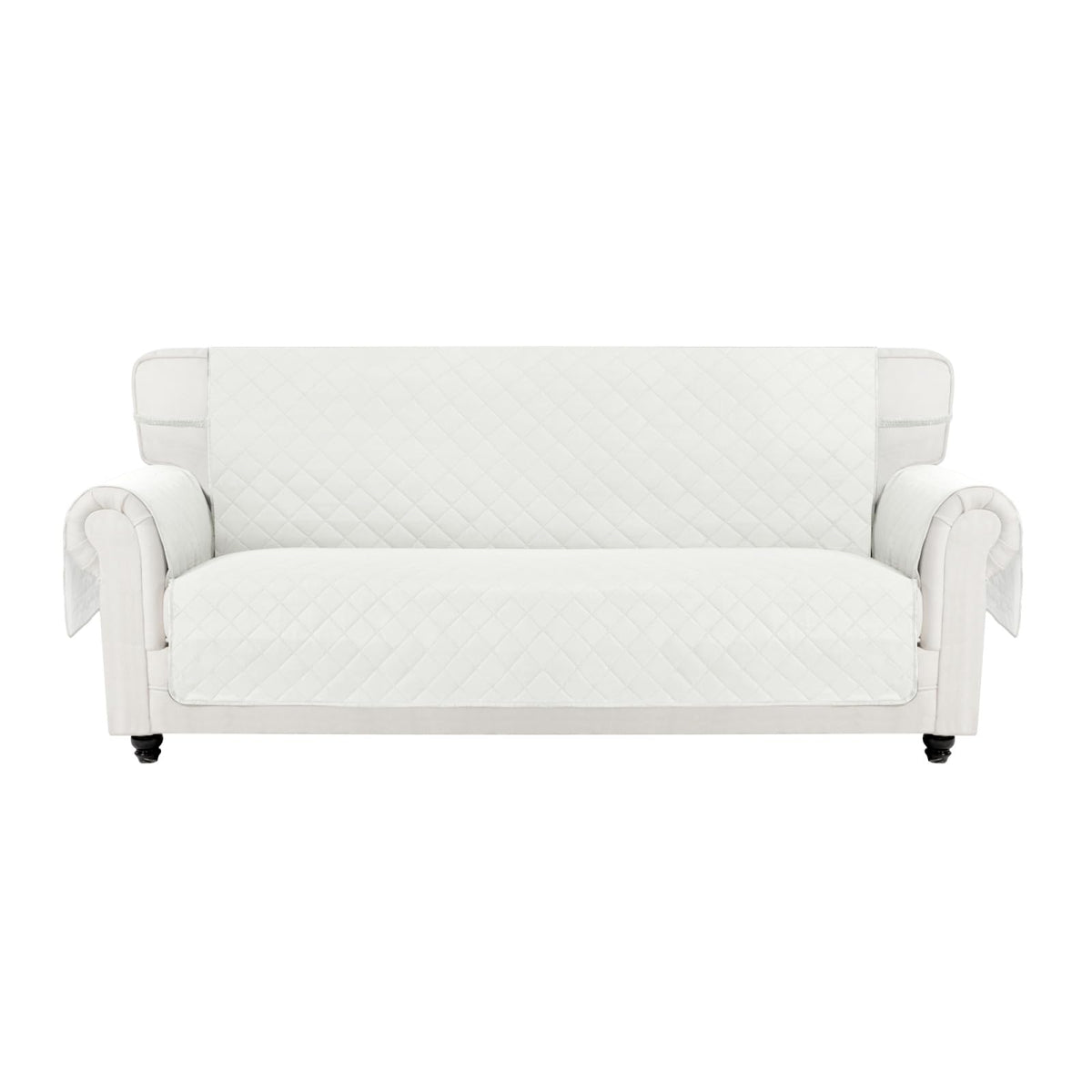 Easy-Going front view on 3-cushion sofa showing full coverage and neat fit