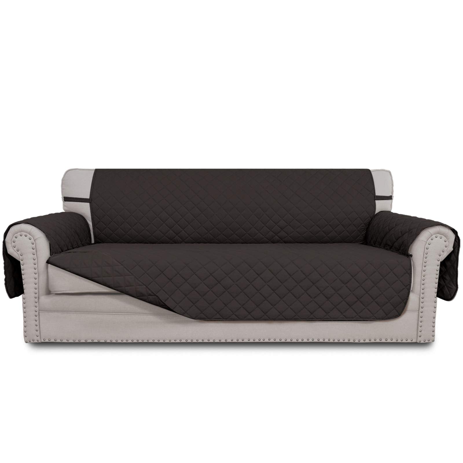 Easy-Going front view showing full chocolate sofa cover and clean finished look
