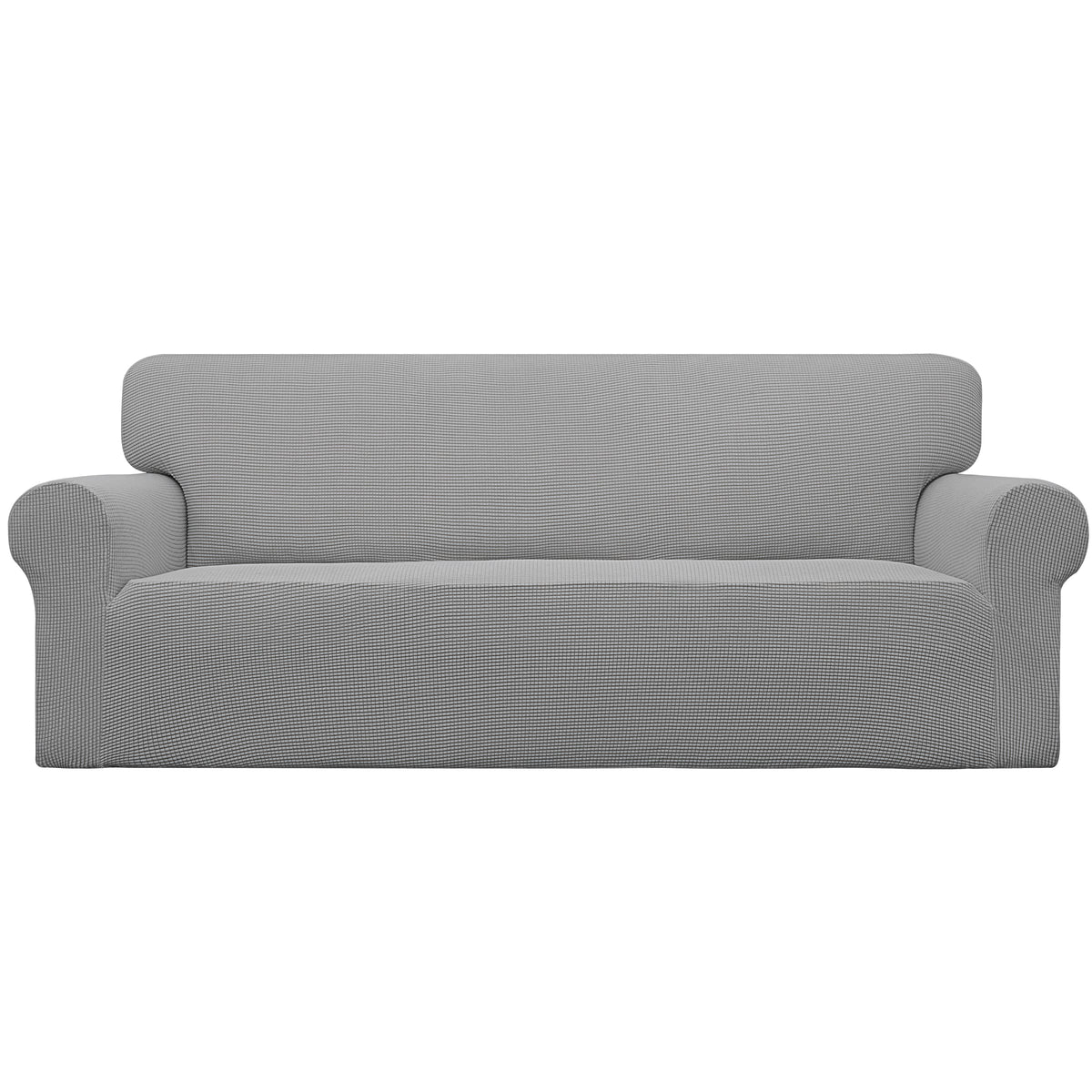 Easy-Going front view on sofa showing neat light gray cover and polished look