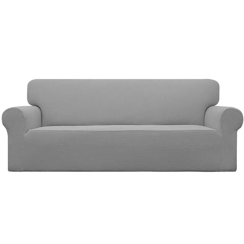 Easy-Going front view on sofa showing neat light gray cover and polished look