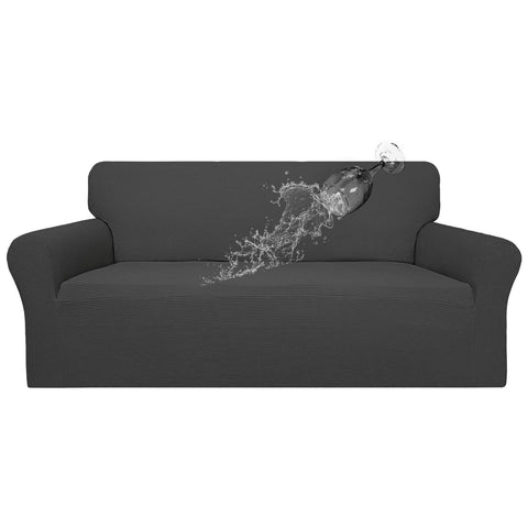 Easy-Going front view on oversized three-cushion sofa showing full coverage and neat fit