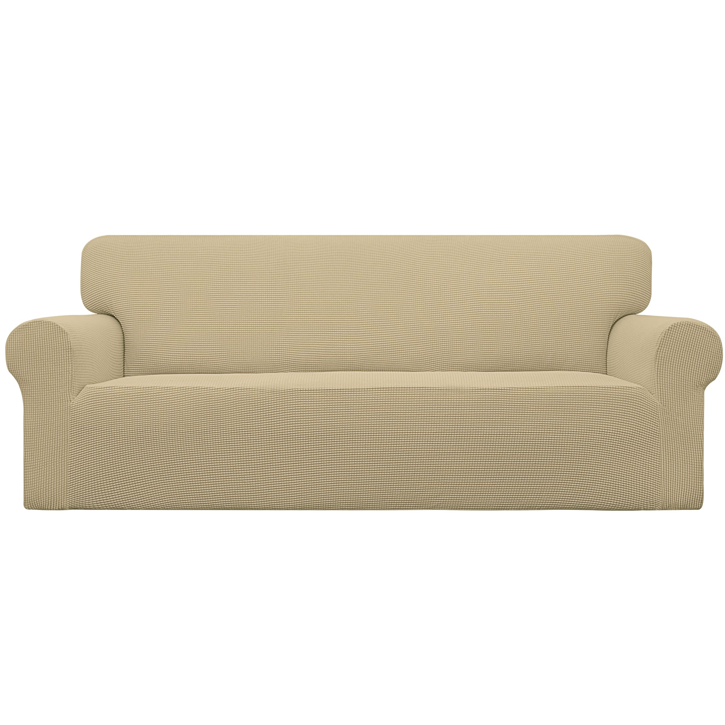 Easy-Going front view showing beige slipcover protecting sofa