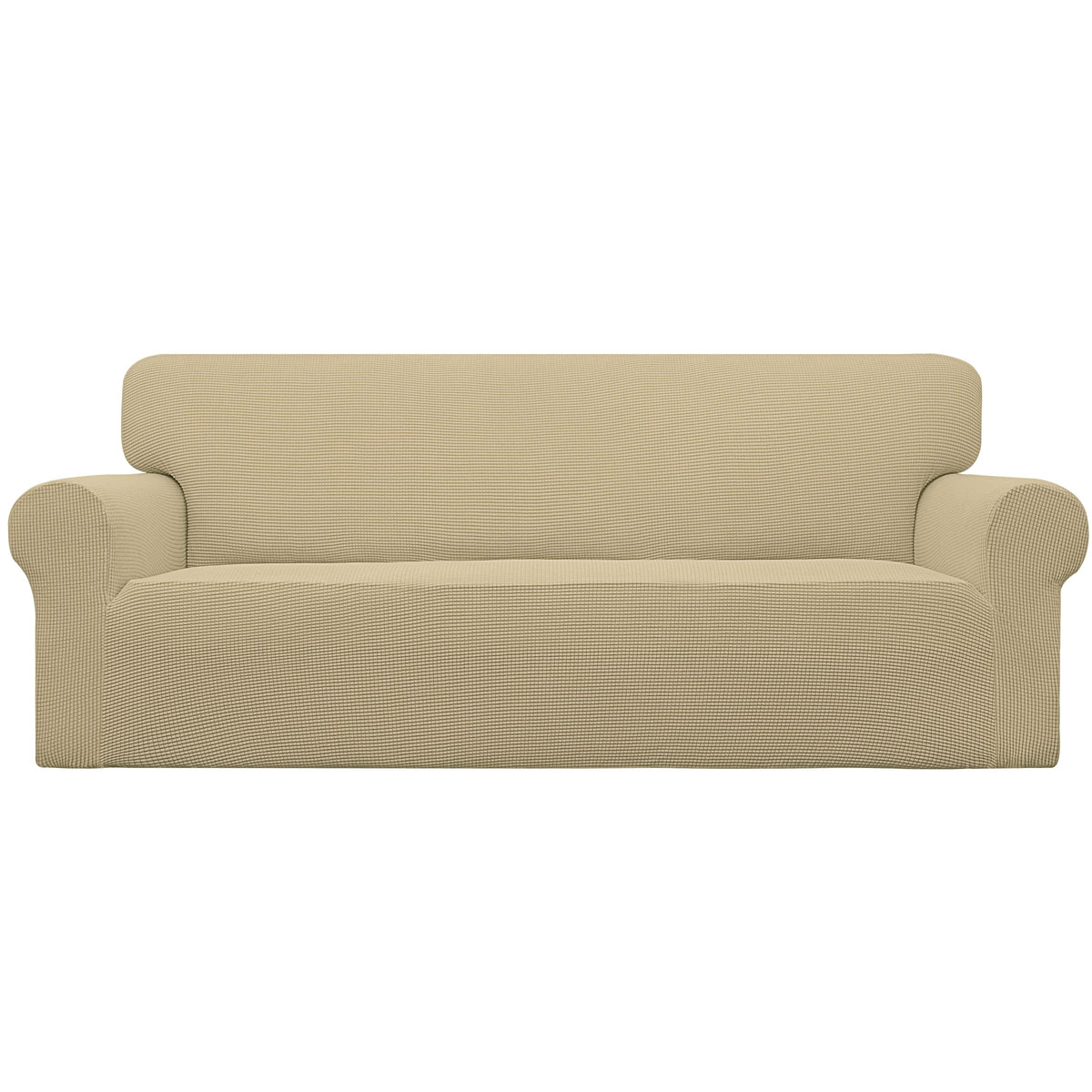 Easy-Going front view showing beige slipcover protecting sofa
