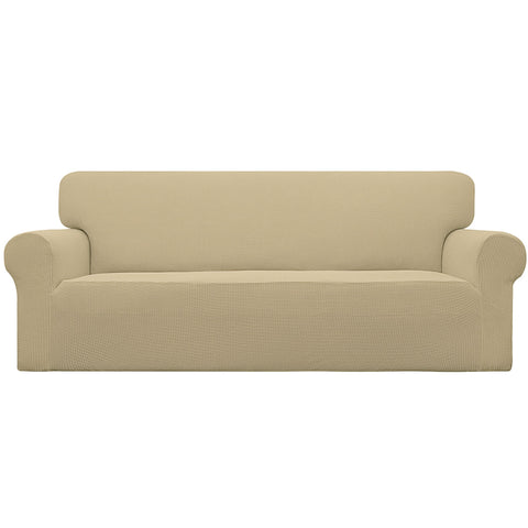 Easy-Going front view showing beige slipcover protecting sofa