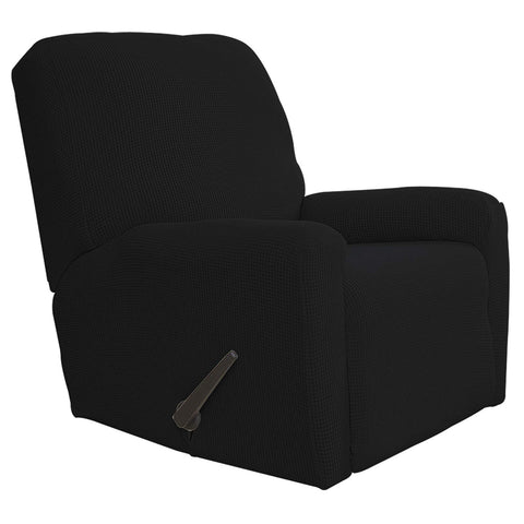 Easy-Going front view of black recliner cover showing neat fitted look and protection