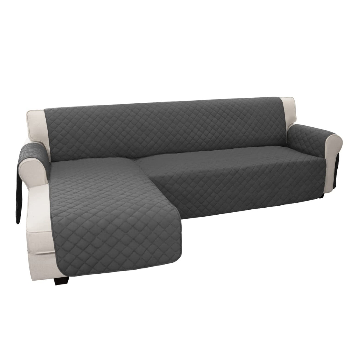 Easy-Going front view of dark gray sectional cover showing neat tailored look and protection