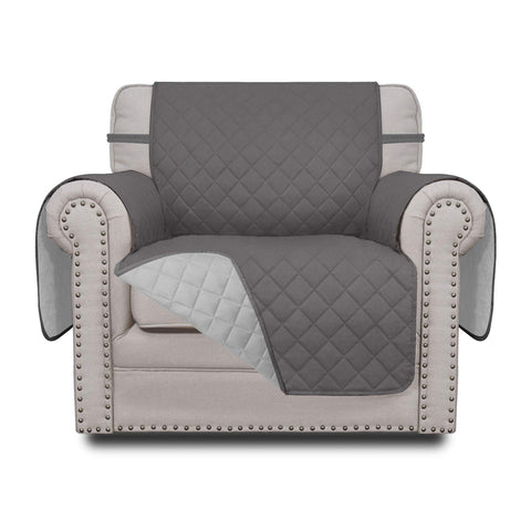 Easy-Going front view gray chair cover showing full protection and neat fit