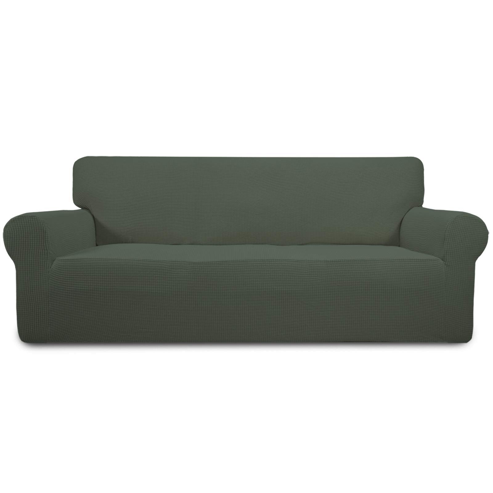 Easy-Going front view olive green cover showing full sofa fit and refreshed look