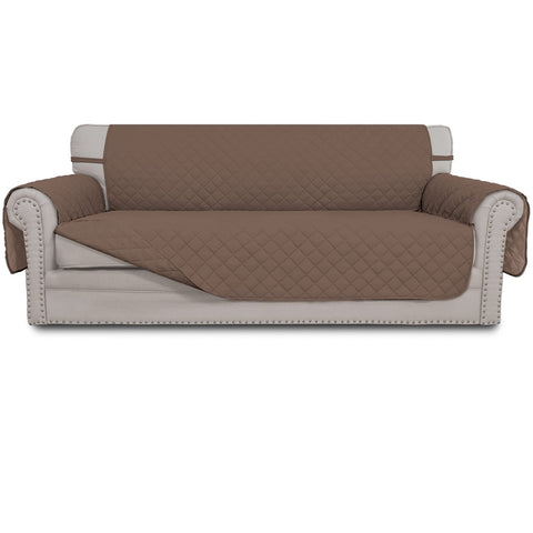 Easy-Going front view of brown 3-cushion cover showing full sofa protection