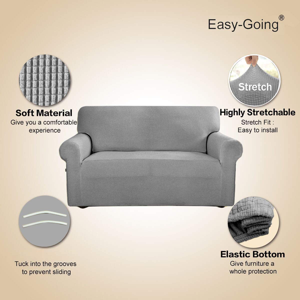 Easy-Going installation with foam anchors showing secure non-slip fit