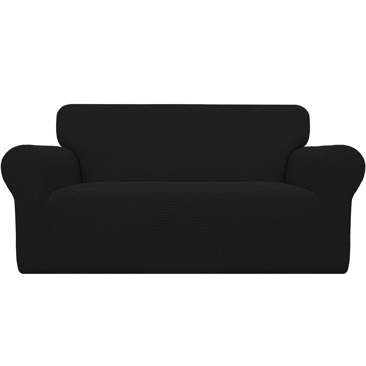 Easy-Going front view on loveseat showing neat tailored fit and refreshed look