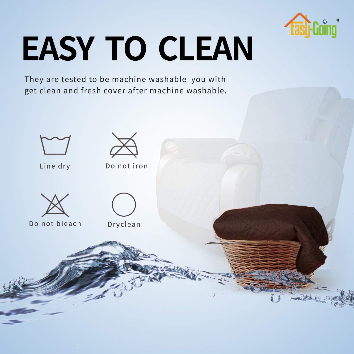 Easy-Going care label photographed to show machine-wash guidance for longevity