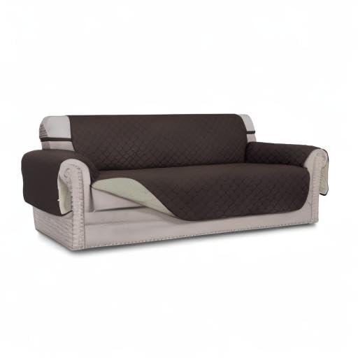 Easy-Going cover with pet on couch illustrating hair resistance and spill protection