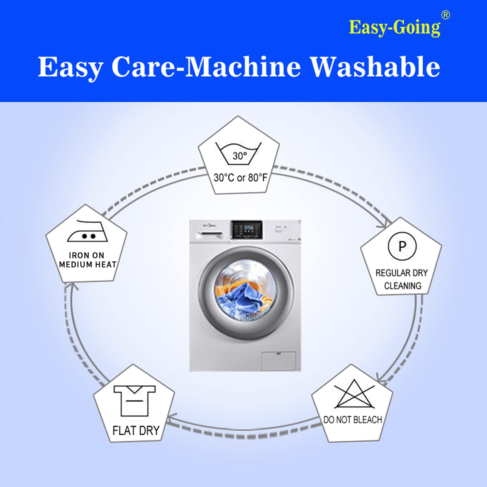 Easy-Going care label close-up showing washing recommendations for long-lasting performance