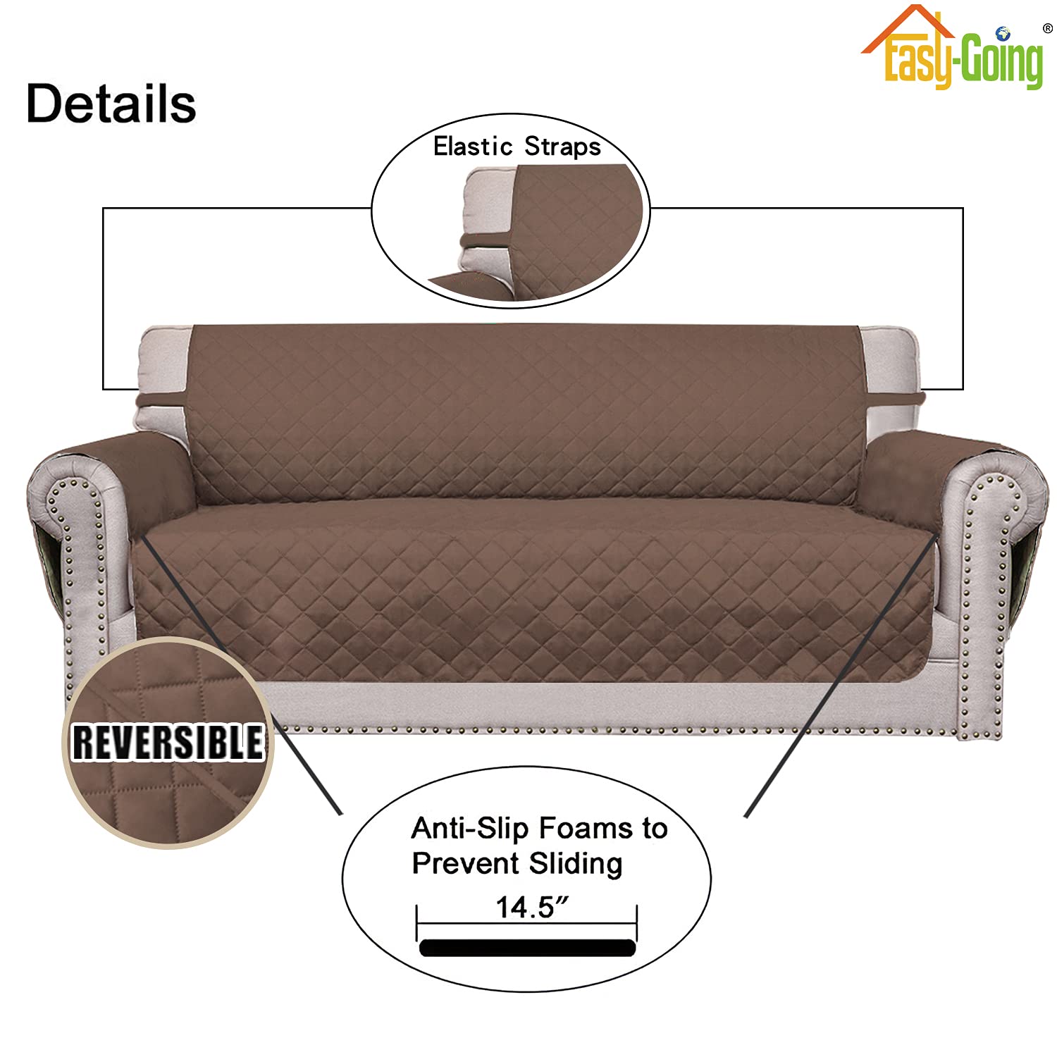 Easy-Going quilted microfiber texture detail offering durable stain resistance
