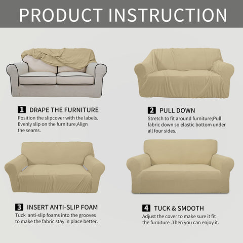 Easy-Going recliner cover in beige showing full reclining use