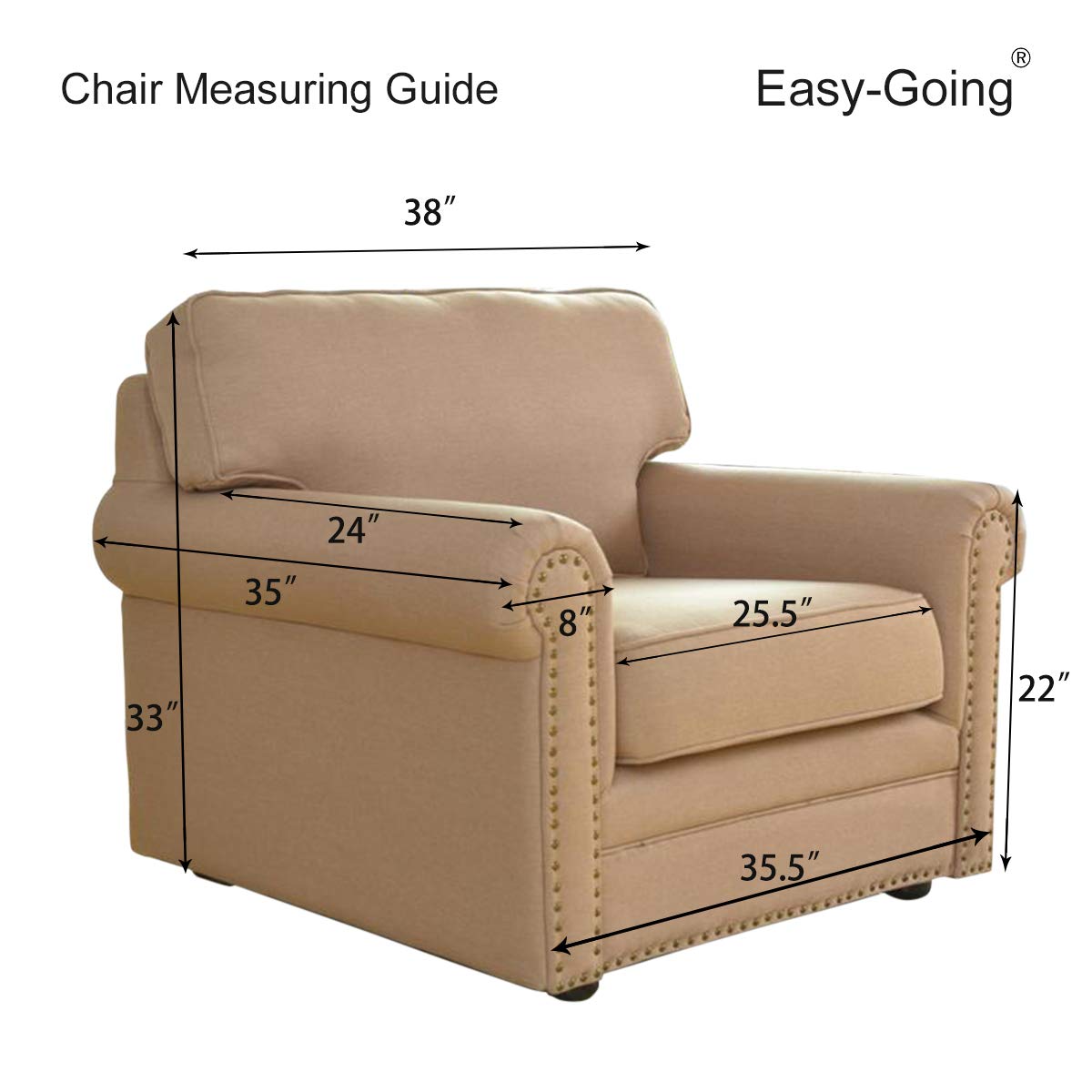 Easy-Going scale comparison chair showing fit for seats up to 25 inches