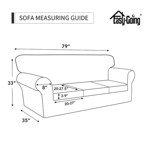 Easy-Going beside tape measure showing fit for 60–85 inch sofas