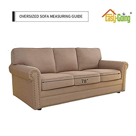 Easy-Going comparison with measuring tape showing oversized couch fit