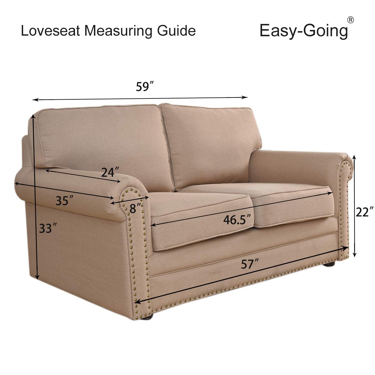 Easy-Going cover installed on a two-cushion sofa for scale