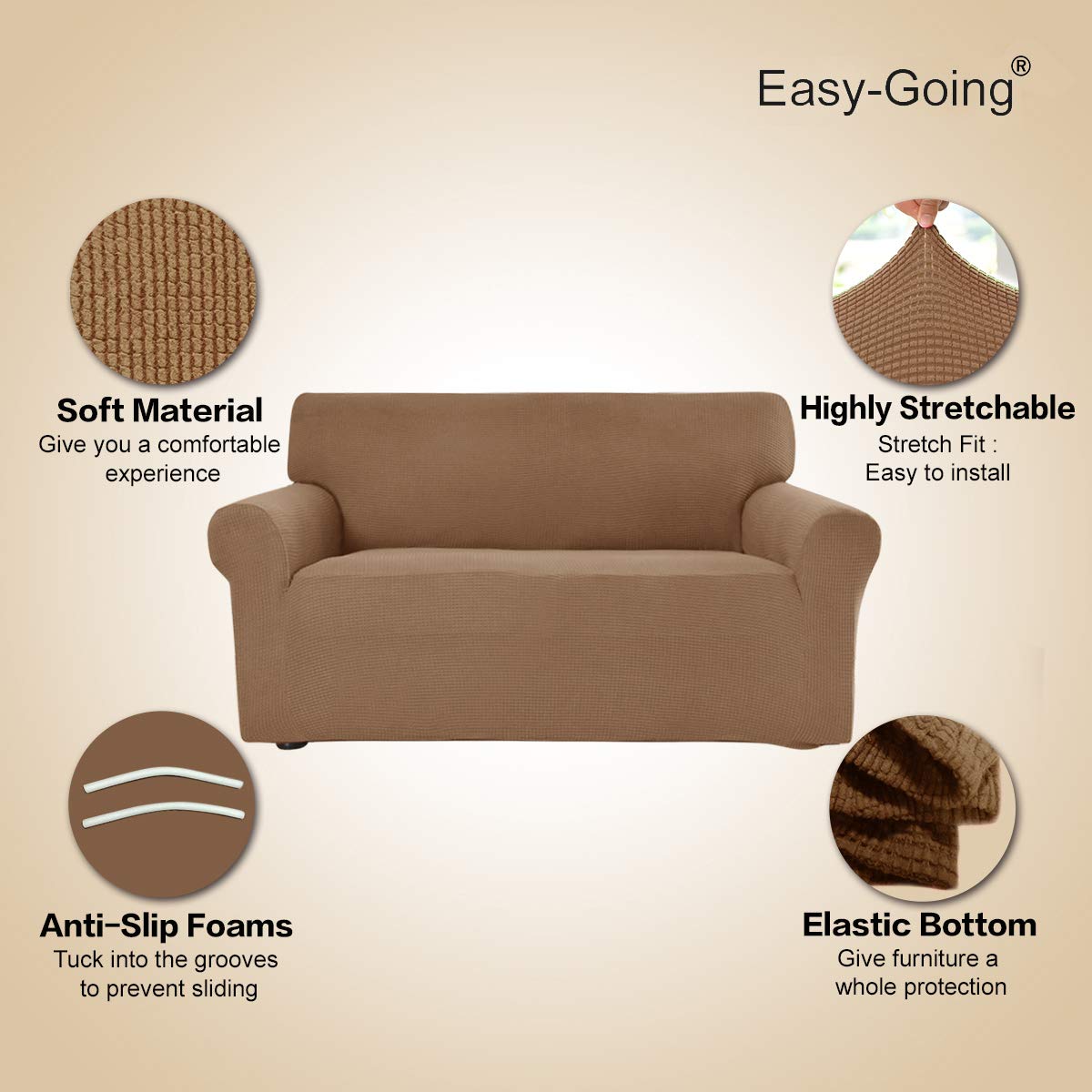 Easy-Going slipcover on sofa in living room showing refreshed look
