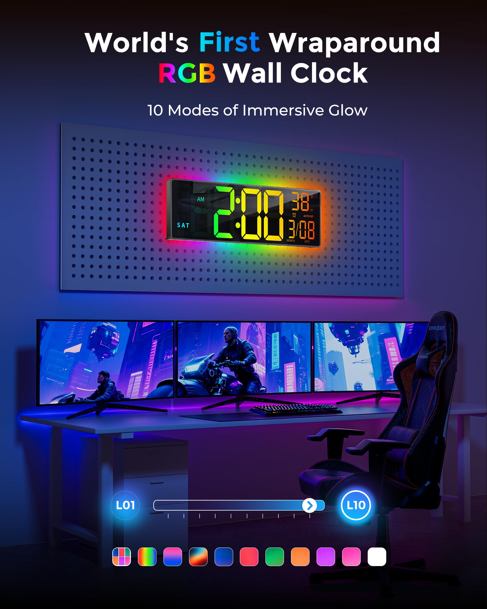 EASYERA RGB modes lit showing colorful ambient lighting options