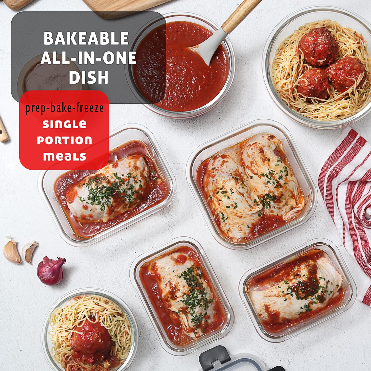 EATEX containers in kitchen lifestyle scene showing convenient daily meal prep