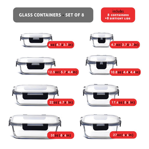 EATEX square glass container close-up showing clear glass and portion clarity