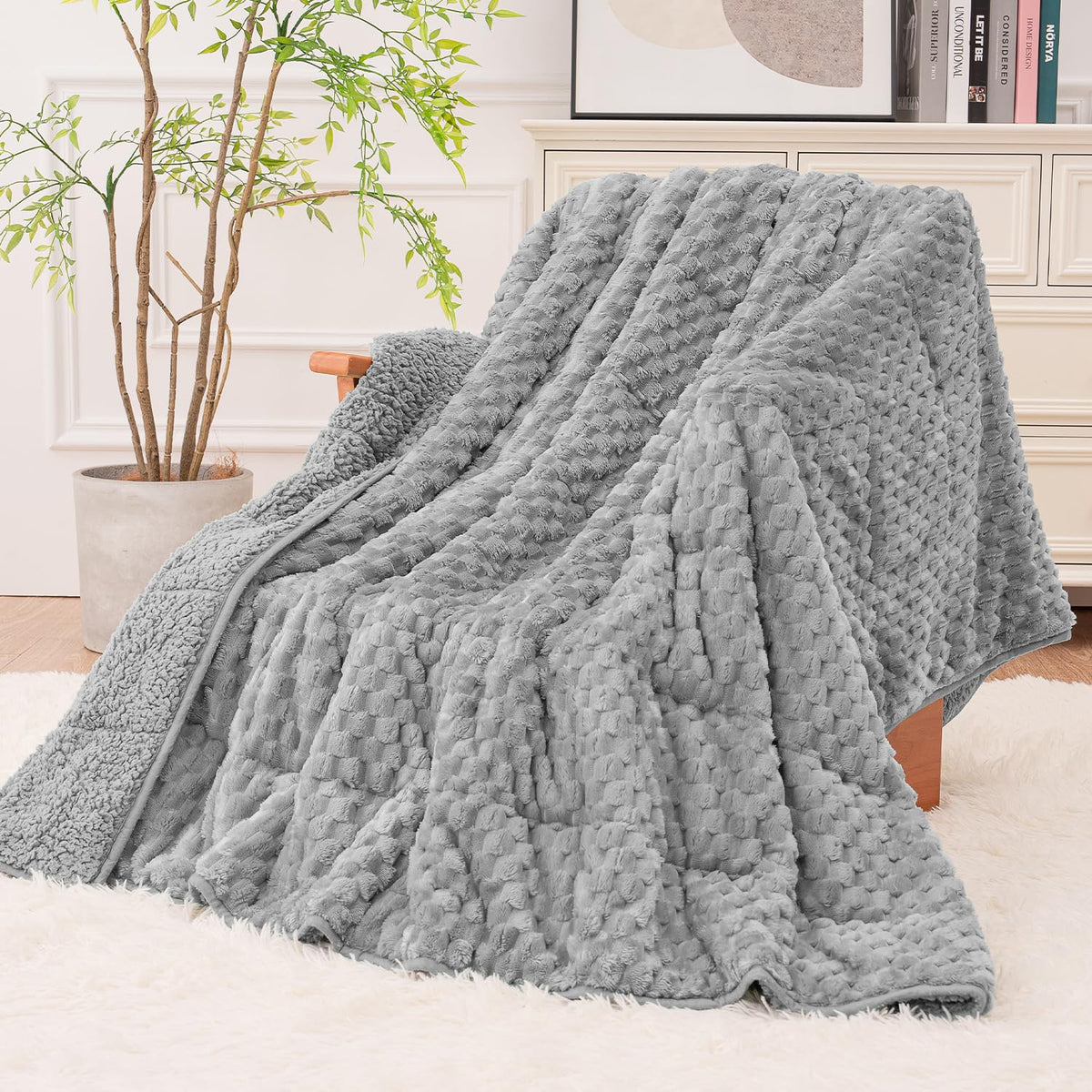 Eazfy Pro front view of blanket showing dual-sided fleece and sherpa for customizable comfort
