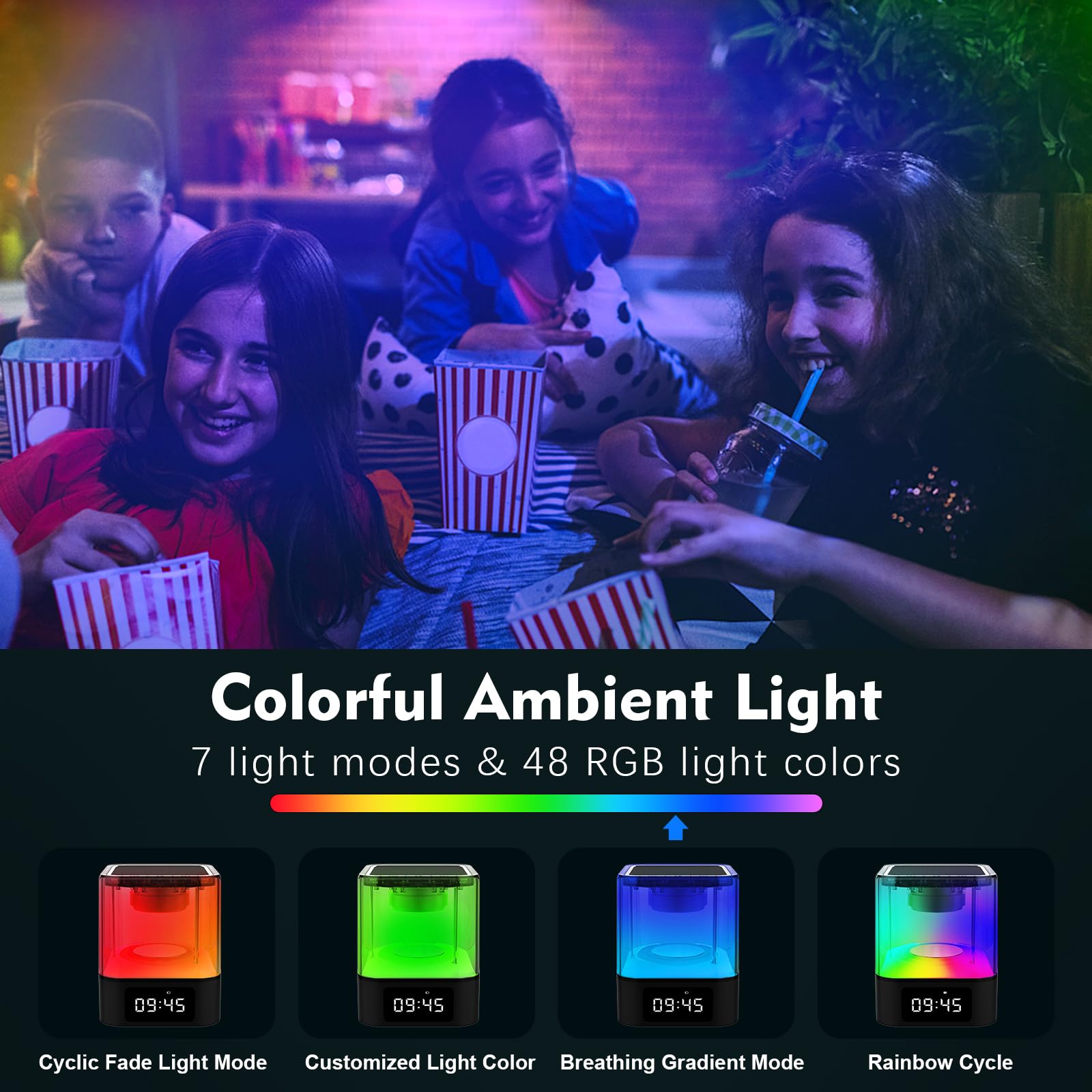 Ebhako lamp showing multiple RGB colors for mood lighting choices